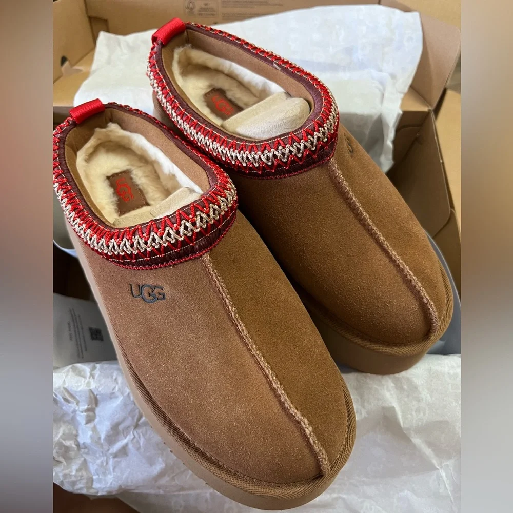 Ugg Women's Tazz Platform Slipper Chestnut 6 NEW - Picture 10 of 12